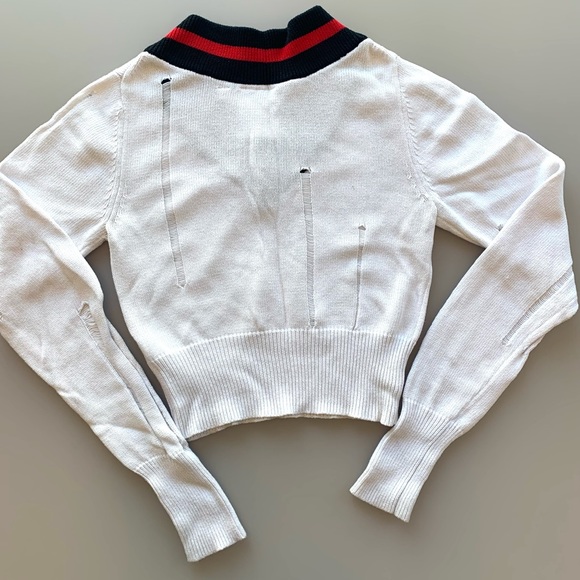 NWOT Cheap Monday Cropped V-Neck Distressed Sweater | Small - Picture 4 of 6